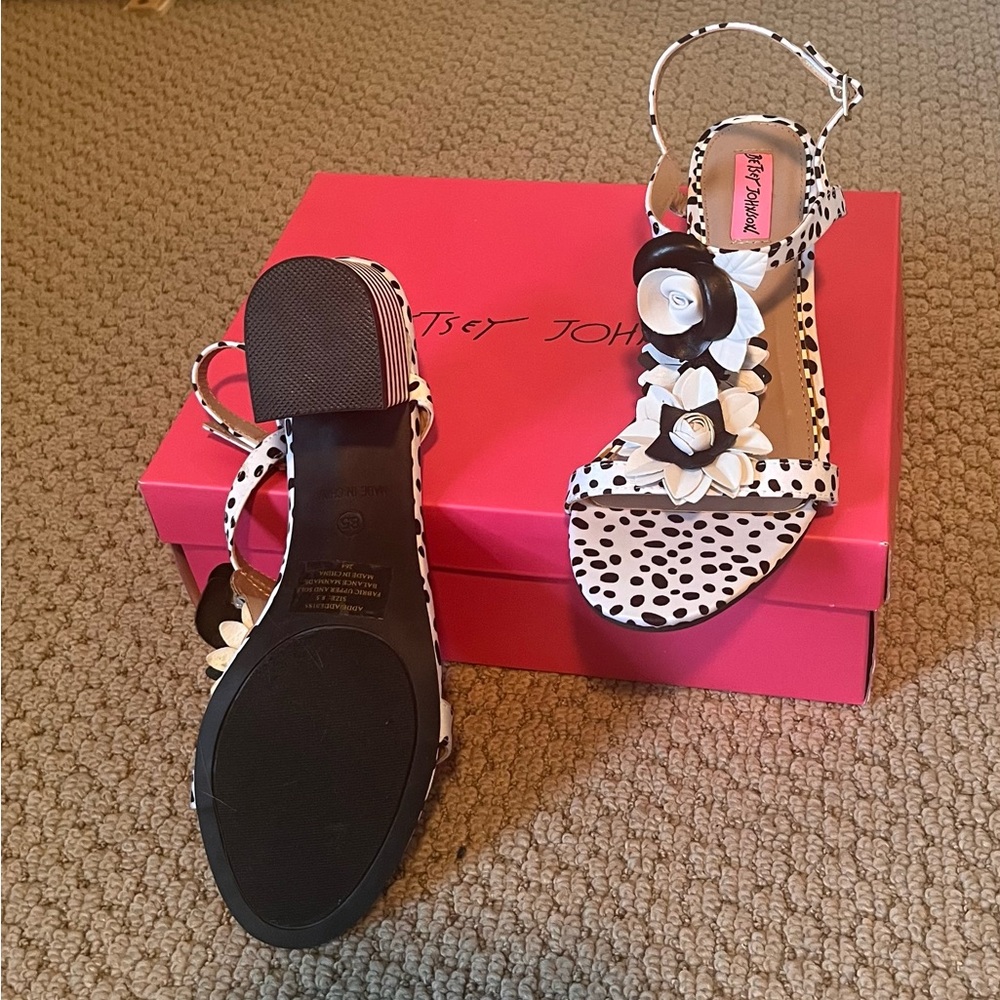 Betsey Johnson Black and White Polka Dot Sandals - Picture 3 of 3